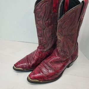 Vintage Biltrite Red Leather Western Cowboy Boots Heel to Toe 10.5" Sz 9-9.5